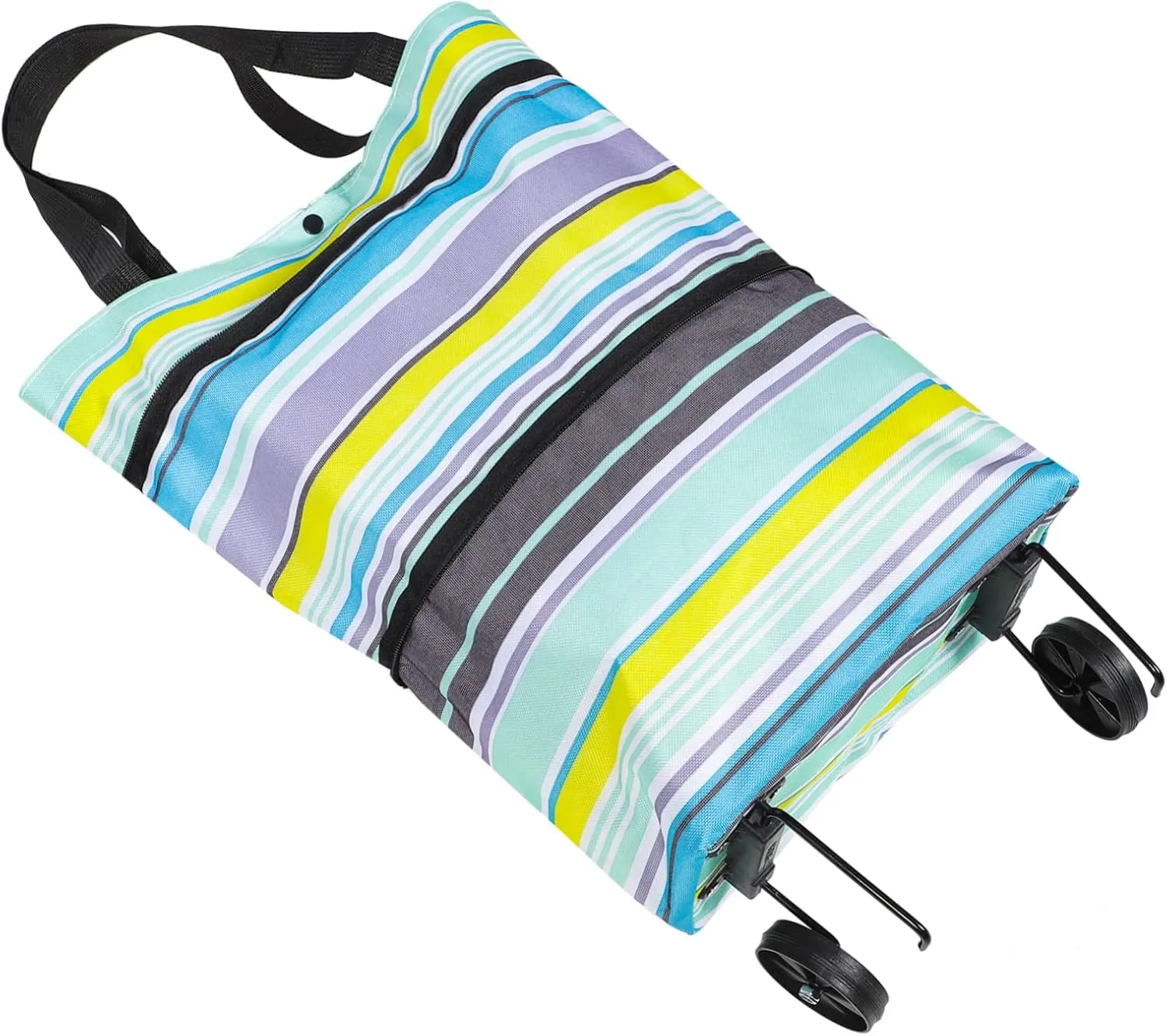 PRETYZOOM Wheeled Collapsible Shopping Bag Large Capacity Reusable Grocery Tote Travel Bag