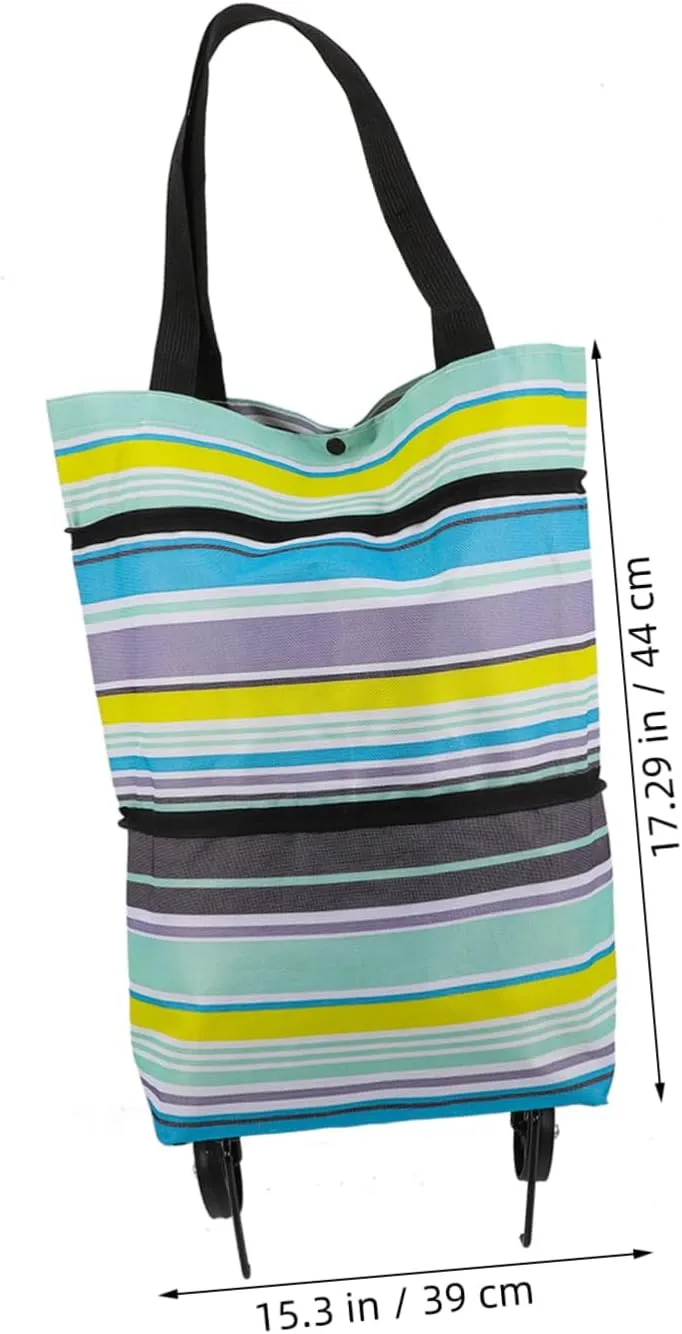 PRETYZOOM Wheeled Collapsible Shopping Bag Large Capacity Reusable Grocery Tote Travel Bag