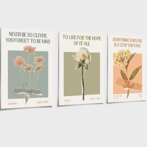 Prinajssiad 3 Piece 12x16in Unframed Taylor August Poster, Music Song Swiift Lyric Quotes Canvas Wall Art, Vintage You're on Your Own Kid Floral Print, Retro Botanical Flower Pictures for Girls Room