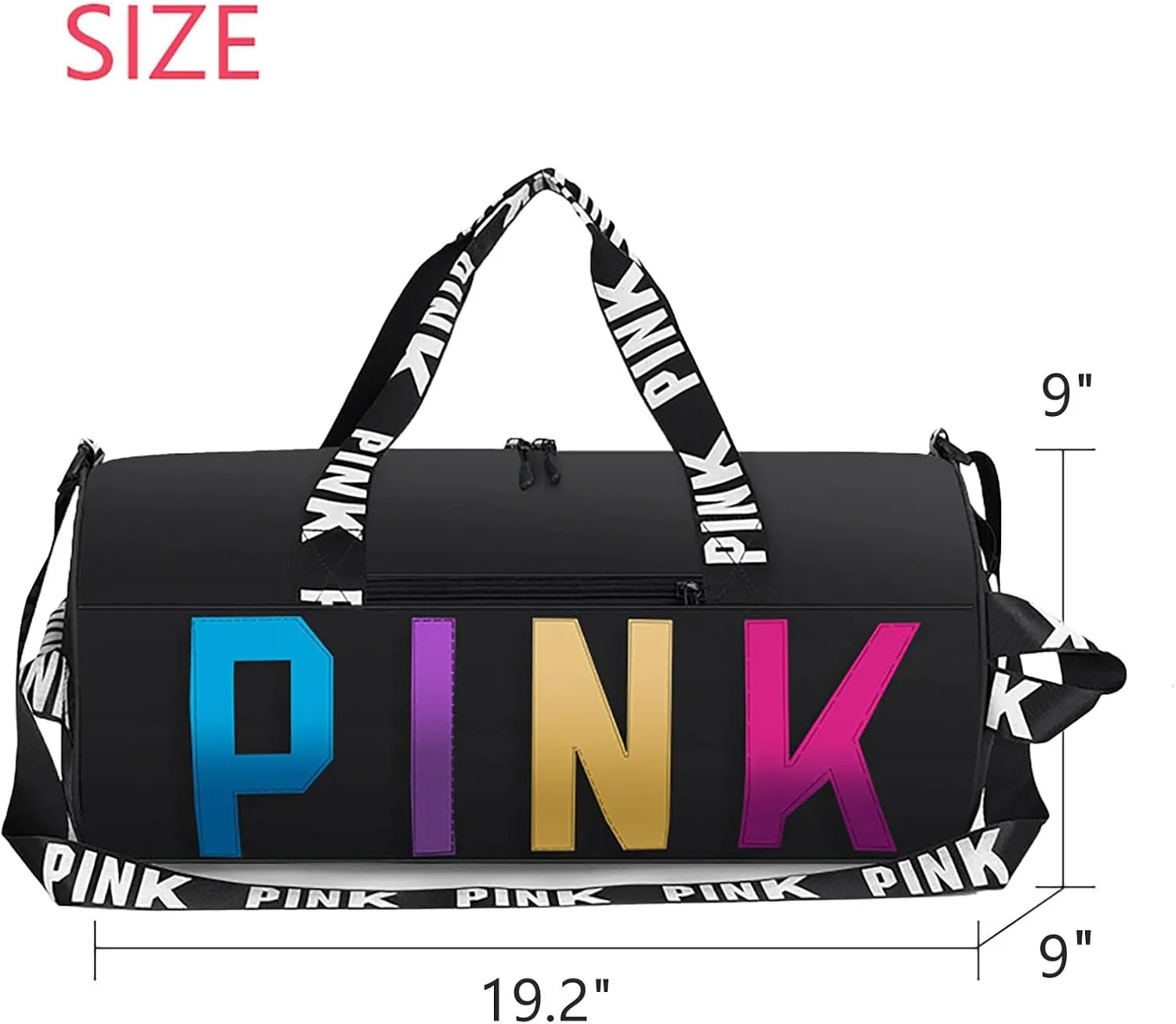 Printed Travel Tote Bag Dry Wet Separation Sports Duffels Bag with Shoes Compartment Weekender Bag for Women and Men (Black Laser)
