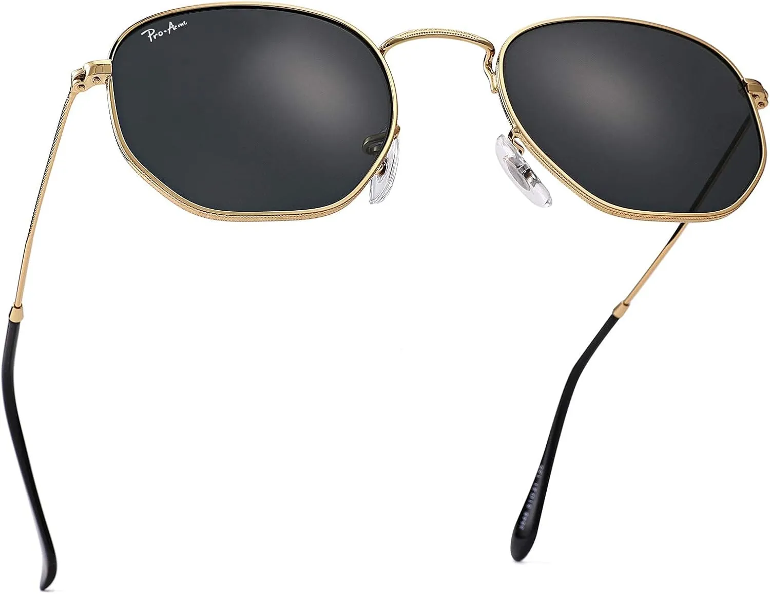 Pro Acme Small Square Sunglasses for Women Men 100% Real Glass Lens Hexagonal Frame