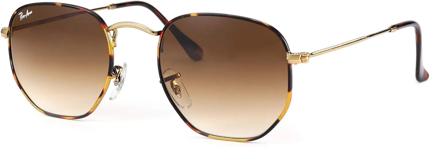 Pro Acme Small Square Sunglasses for Women Men 100% Real Glass Lens Hexagonal Frame