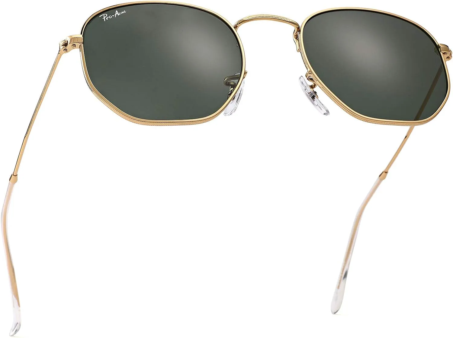 Pro Acme Small Square Sunglasses for Women Men 100% Real Glass Lens Hexagonal Frame
