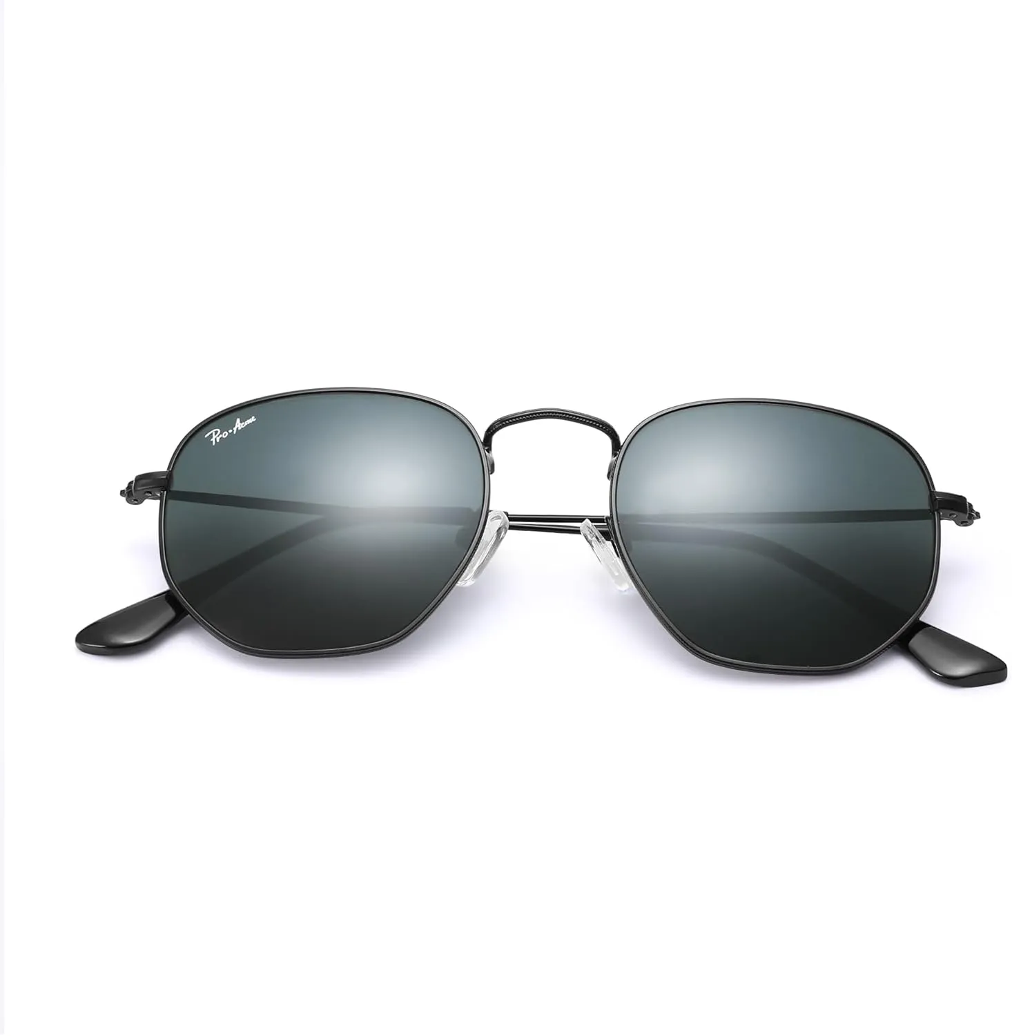 Pro Acme Small Square Sunglasses for Women Men 100% Real Glass Lens Hexagonal Frame