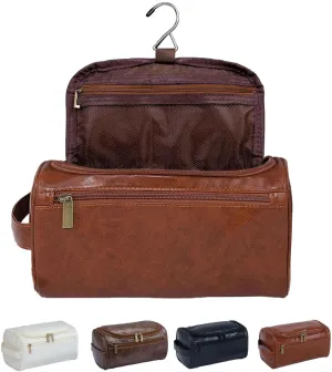 PU Leather Travel Toiletry Bag for Men, Vintage Makeup Bags for Travel Waterproof Cosmetic Bag,Portable Makeup Pouch Makeup Organizer (brown)