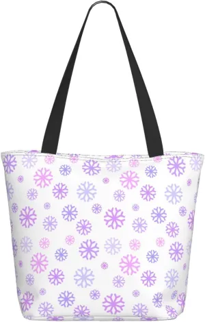 Pure White Snowflake Tote Bag Women Reusable Shopping Bags Shoulder Bag Portable Storage HandBags