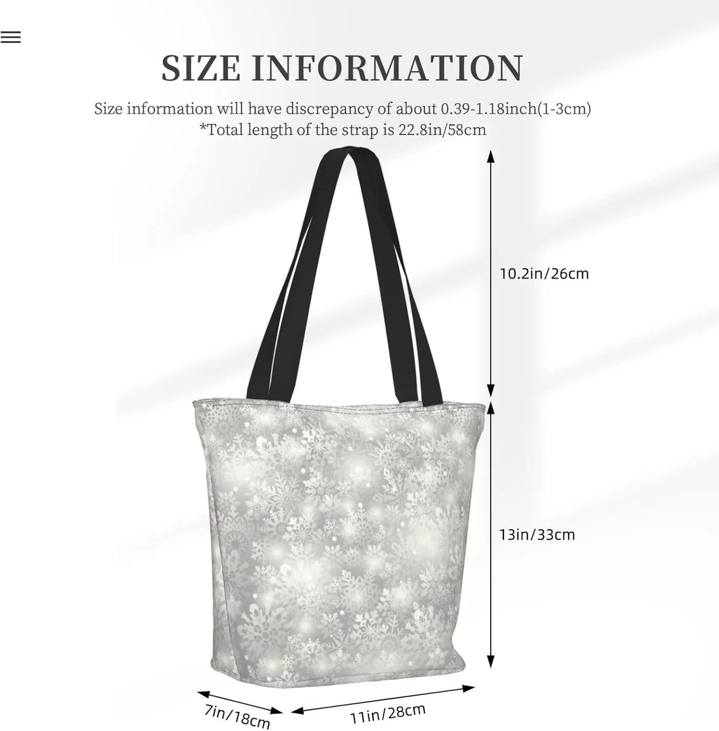 Pure White Snowflake Tote Bag Women Reusable Shopping Bags Shoulder Bag Portable Storage HandBags