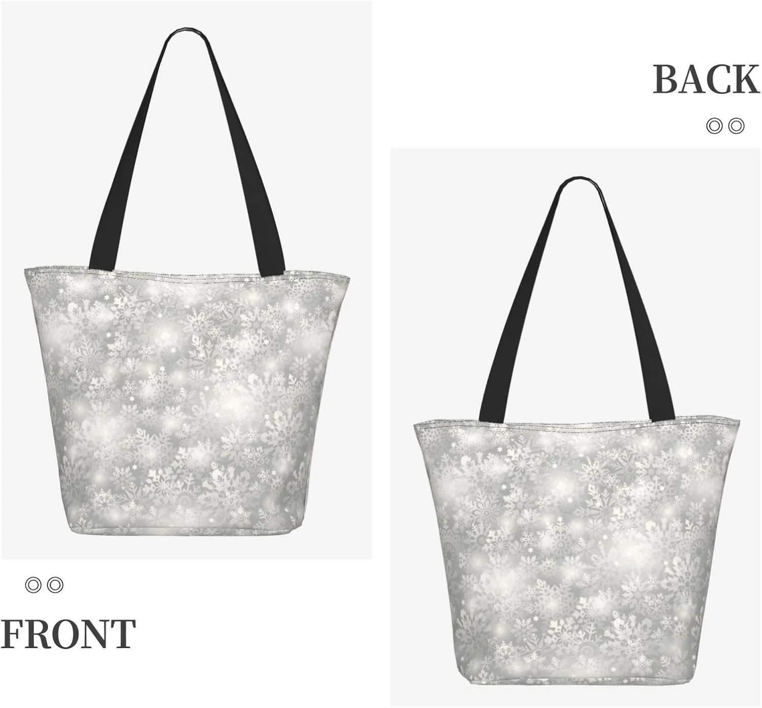 Pure White Snowflake Tote Bag Women Reusable Shopping Bags Shoulder Bag Portable Storage HandBags