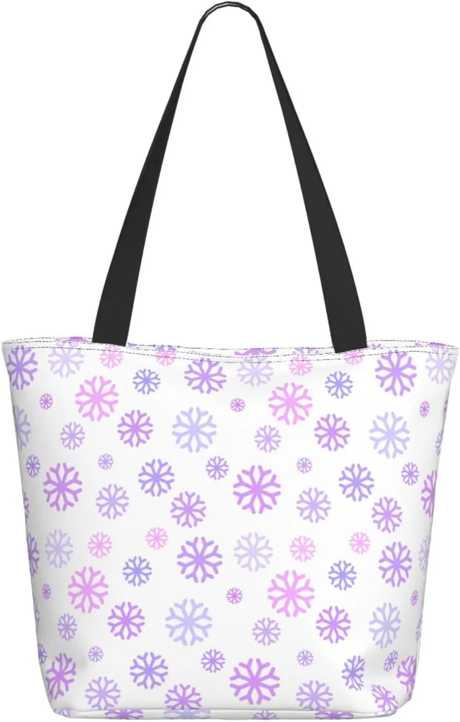 Pure White Snowflake Tote Bag Women Reusable Shopping Bags Shoulder Bag Portable Storage HandBags