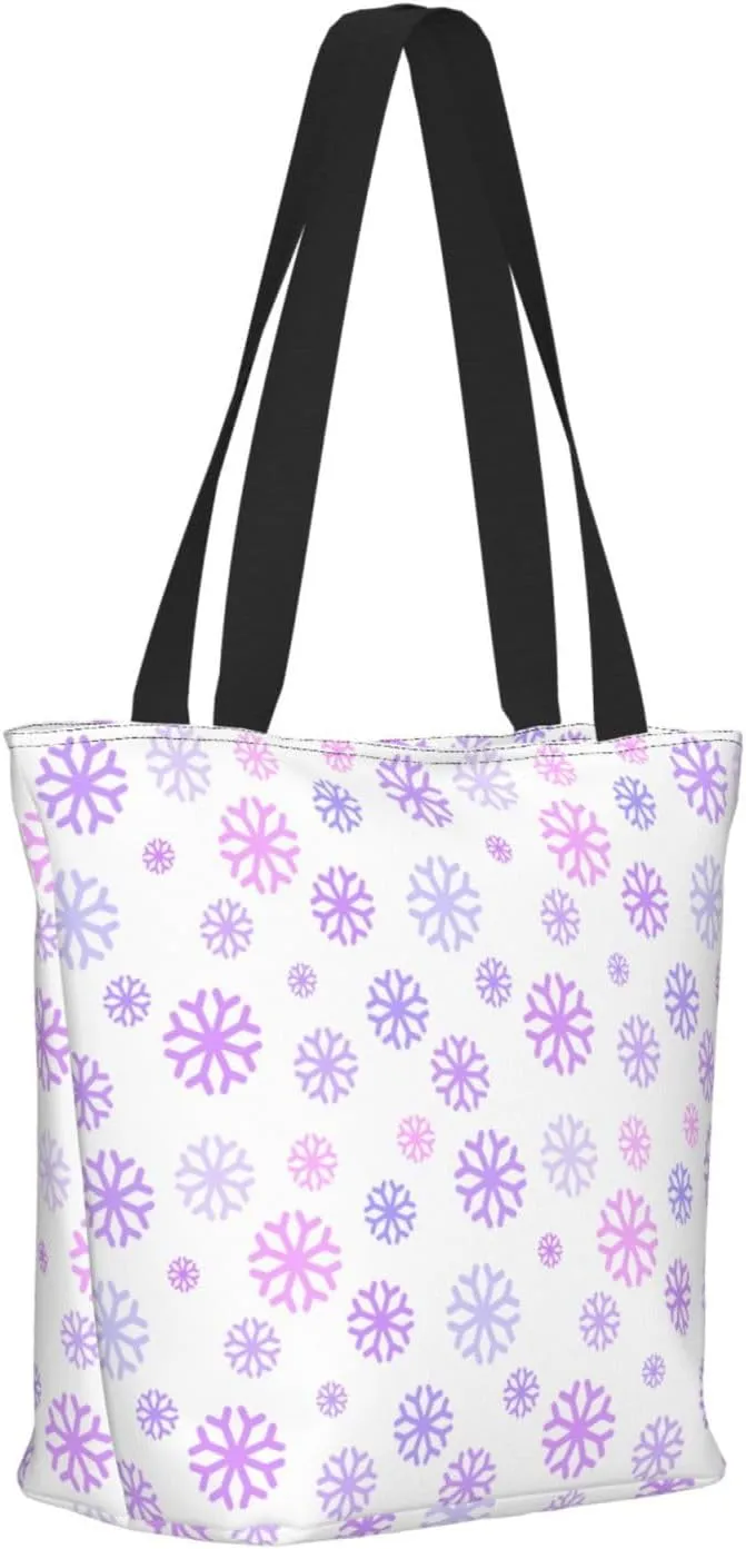 Pure White Snowflake Tote Bag Women Reusable Shopping Bags Shoulder Bag Portable Storage HandBags