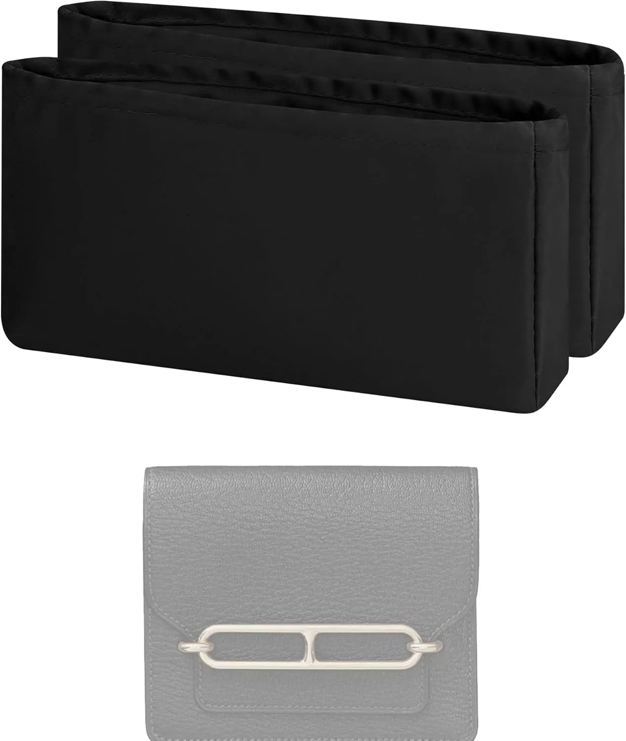 Purse Handbag Silky Organizer Insert Keep Bag Shape Fits Hermes Roulis 18/23 bags, Luxury Handbag Tote Lightweight Sturdy(Roulis 18,Black)