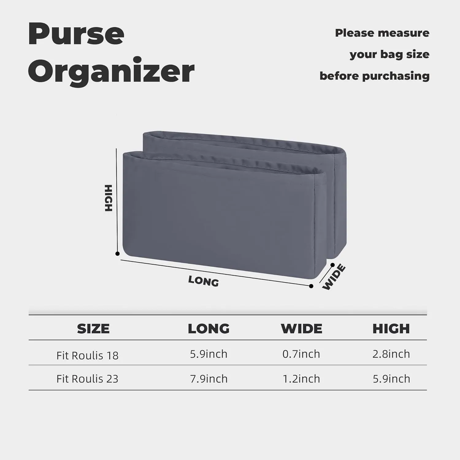 Purse Handbag Silky Organizer Insert Keep Bag Shape Fits Hermes Roulis 18/23 bags, Luxury Handbag Tote Lightweight Sturdy(Roulis 18,Etain)