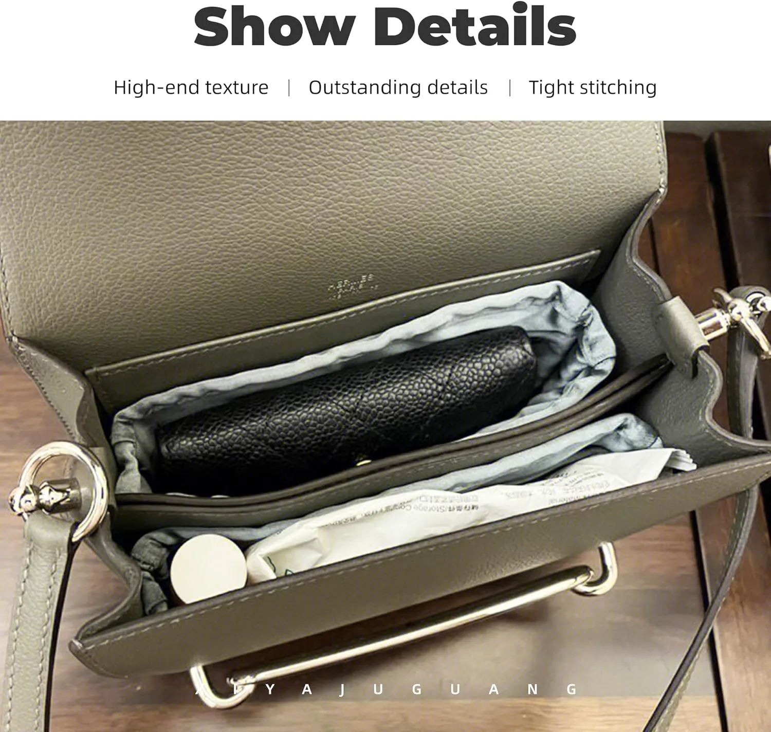 Purse Handbag Silky Organizer Insert Keep Bag Shape Fits Hermes Roulis 18/23 bags, Luxury Handbag Tote Lightweight Sturdy(Roulis 18,Etain)