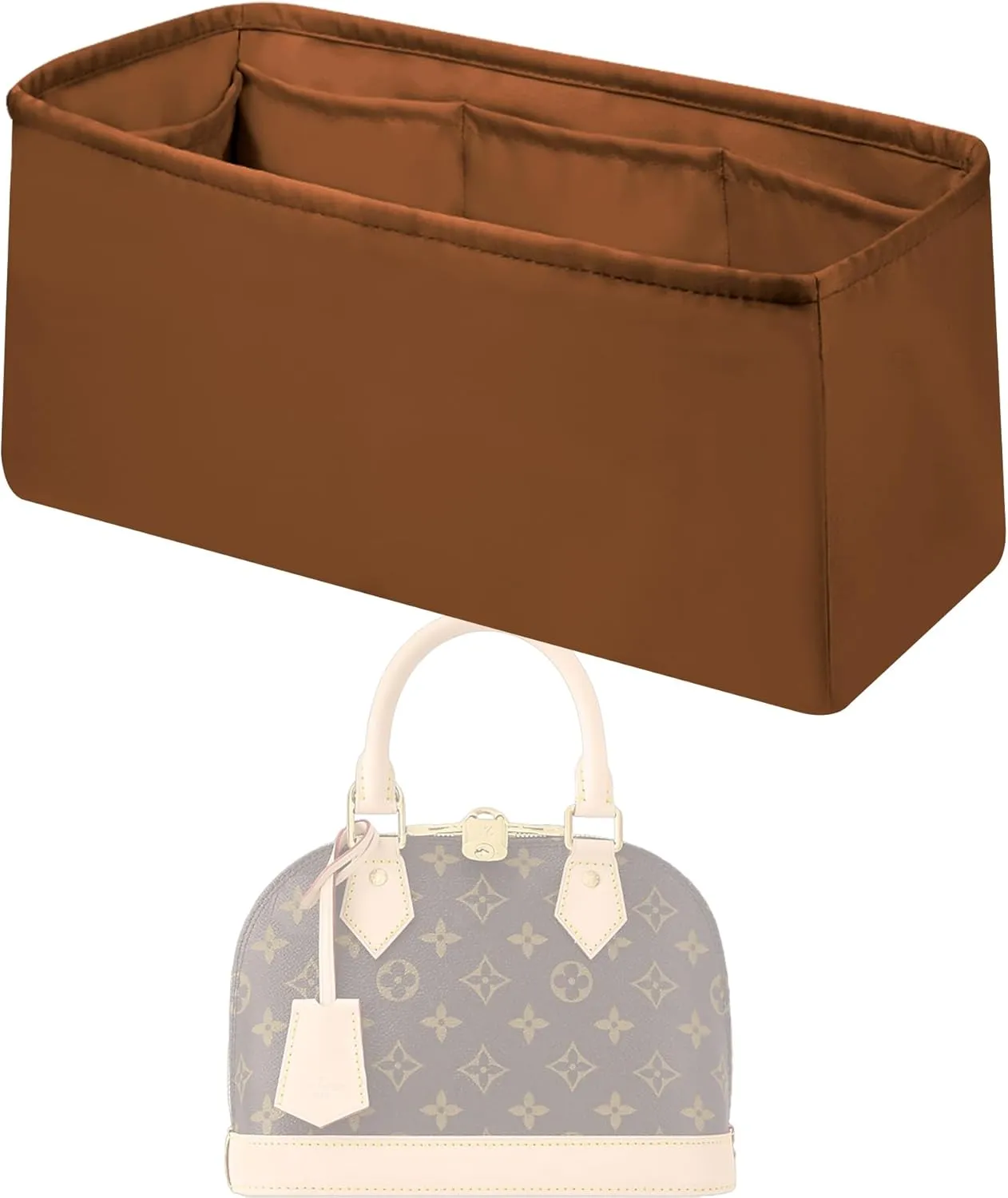 Purse Handbag Silky Organizer Insert Keep Bag Shape Fits LV Alma BB/PM/MM bags, Luxury Handbag Tote Lightweight Sturdy(Alma PM,Gold)