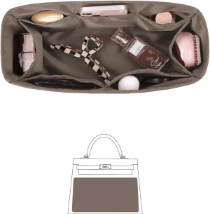 Purse Insert for Kelly 28, Silky Purse Organizers for Inside Purse, Lightweight Shaper Compatible with Hermes Kelly 28 Bag, Multi Color Options(Etoupe grey, KE 28)