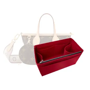 Purse Organizer for Neverfull BB with zipper, Lv Neverfull BB Bag Organizer, Neverfull BB Insert Handmade Snug Sturdy Felt with Gold Zipper (For Neverfull GM, Red)