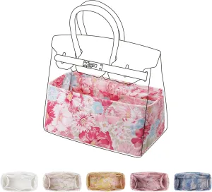 Purse Organizer Insert Fits Birkin 25/30/35/40 bags, Lightweight Bag Shaper Liner for Women Luxury Handbag Tote, Soft Inner Bag (BK25, Blooming)