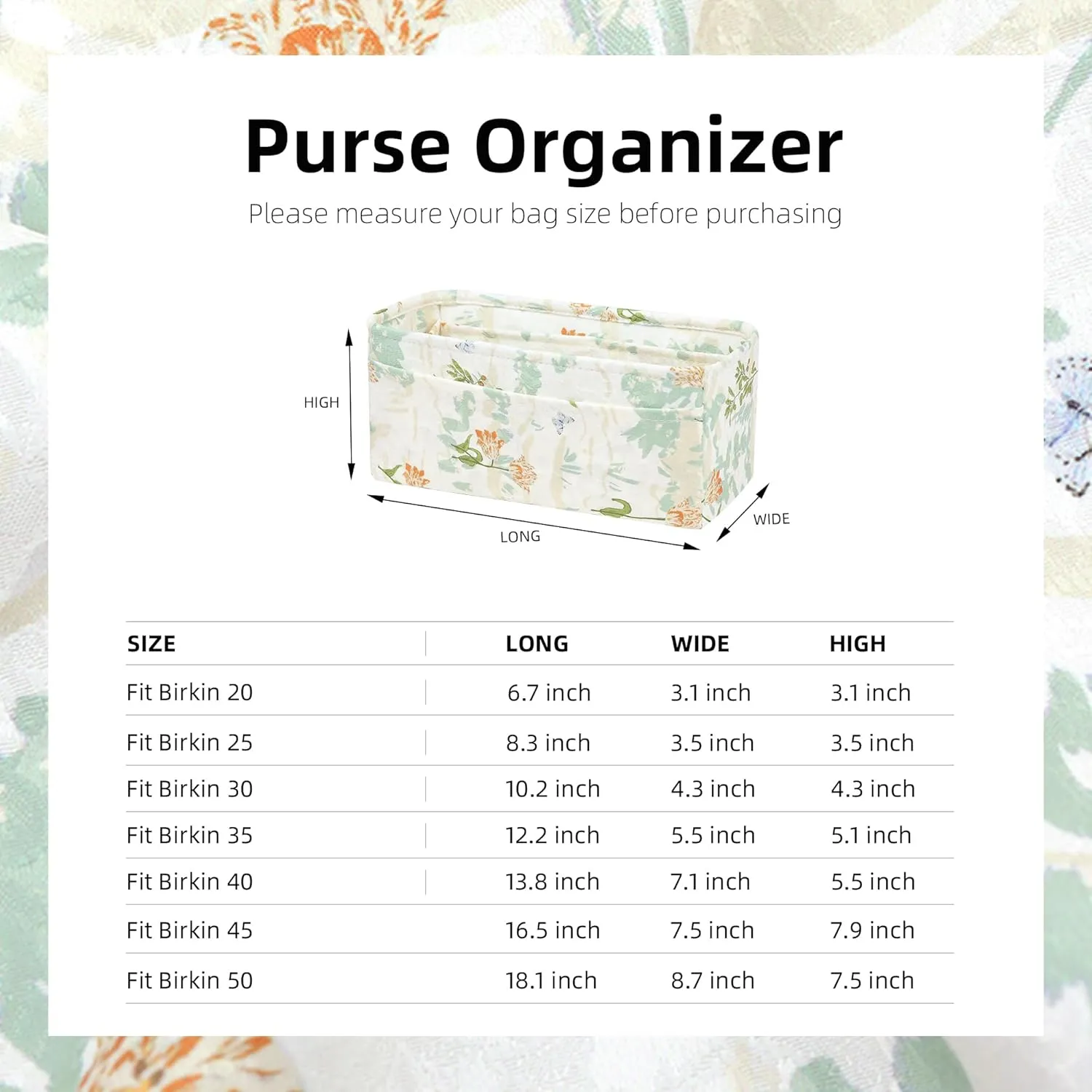 Purse Organizer Insert Fits Birkin Bags, Birkin 30 Bag insert, Silky Smooth Bag Organizer for Luxury Handbag Tote Shaper, Large capacity inner Bag (BK30, Orchid Grass)