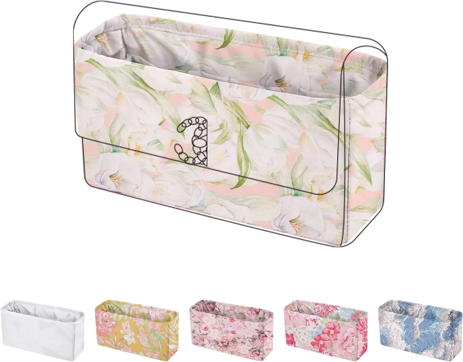 Purse Organizer Insert Fits Chanel Woc bags, Lightweight Bag Shaper for Women Luxury Handbag Tote, Soft Inner Bag (Chanel Woc, French Tulips)