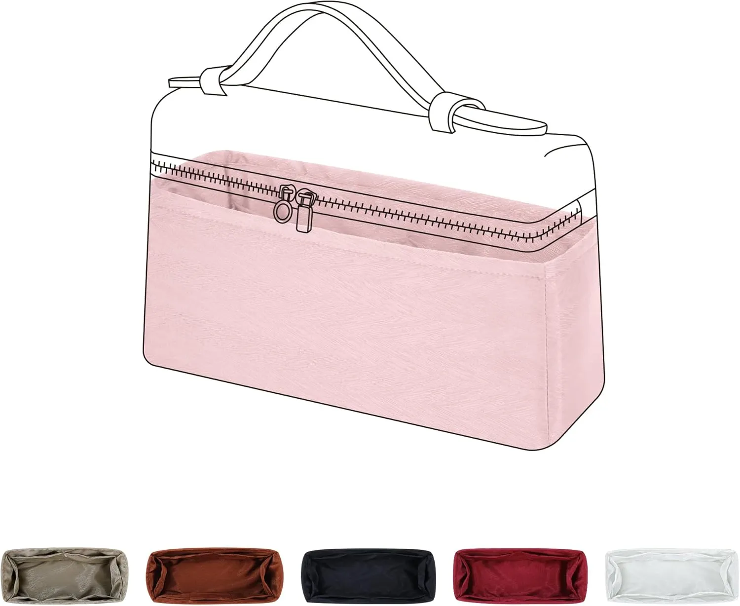 Purse Organizer Insert Fits Extra Pocket L19/L27, Lightweight Bag Shaper for Women Luxury Handbag Tote, Soft Inner Bag(L19,Pink)