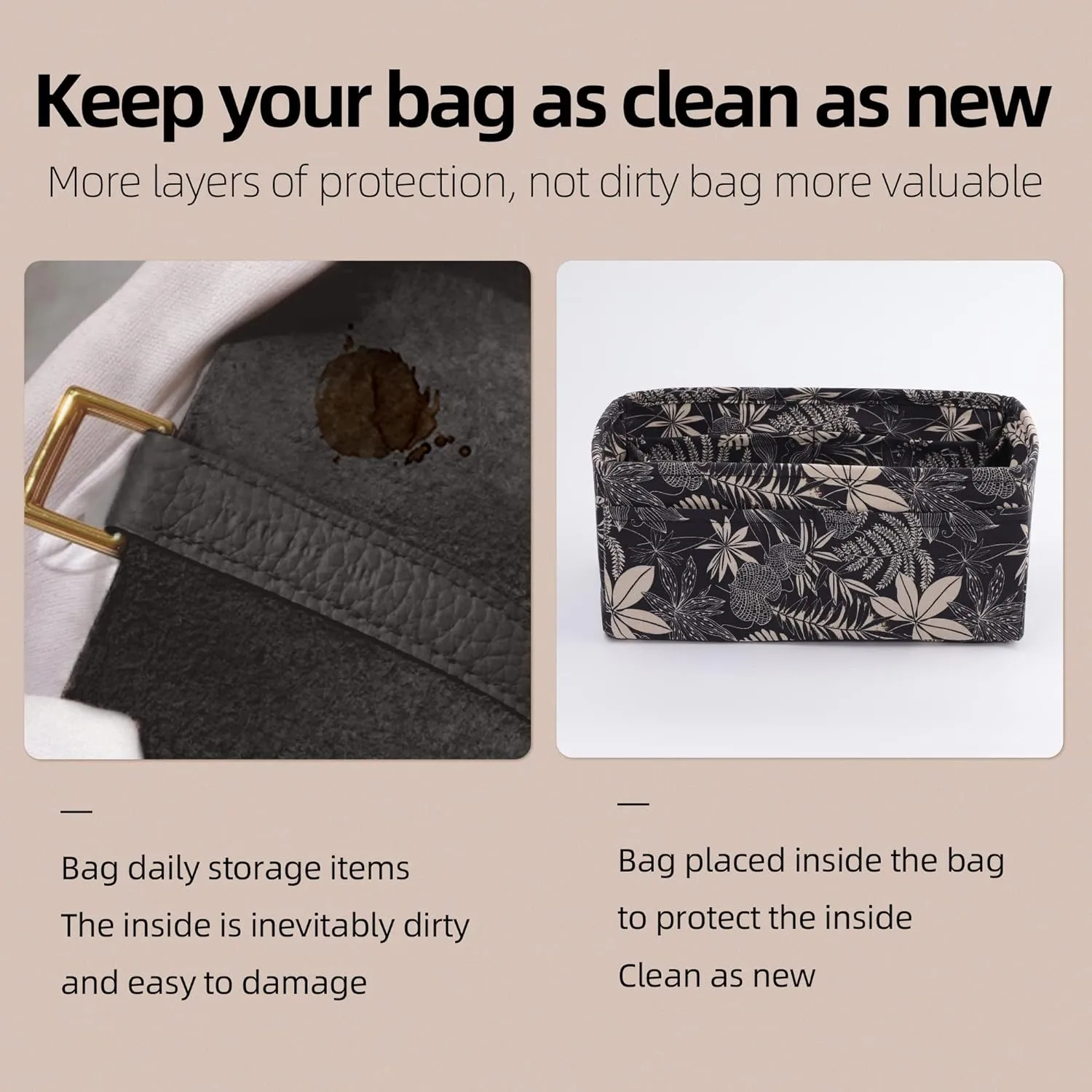 Purse Organizer Insert for Garden Party 30/36/49 bags, Lightweight Handbag Tote Organizer Liner, bag in bag (GP30, Dark Fragrance)