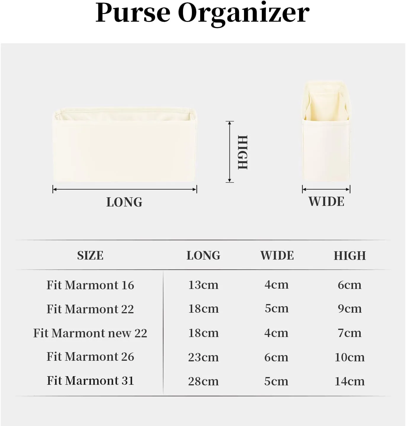 Purse Organizer Insert for GG Marmont Matelassé Shoulder Bag, Soft-touch Purse Insert Compatible with Gucci Marmont Bag, Inner Bag with Pockets, 114 Colors Options (Custom)