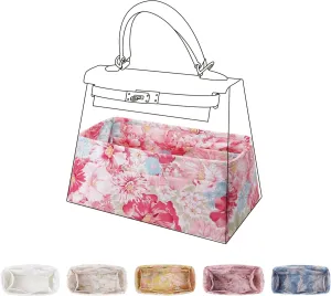 Purse Organizer Insert For Kelly mini/25/28/32/35 bags, Lightweight Bag Organizer Liner, Luxury Handbag Tote Shaper Inner Bag (KL25, Blooming)