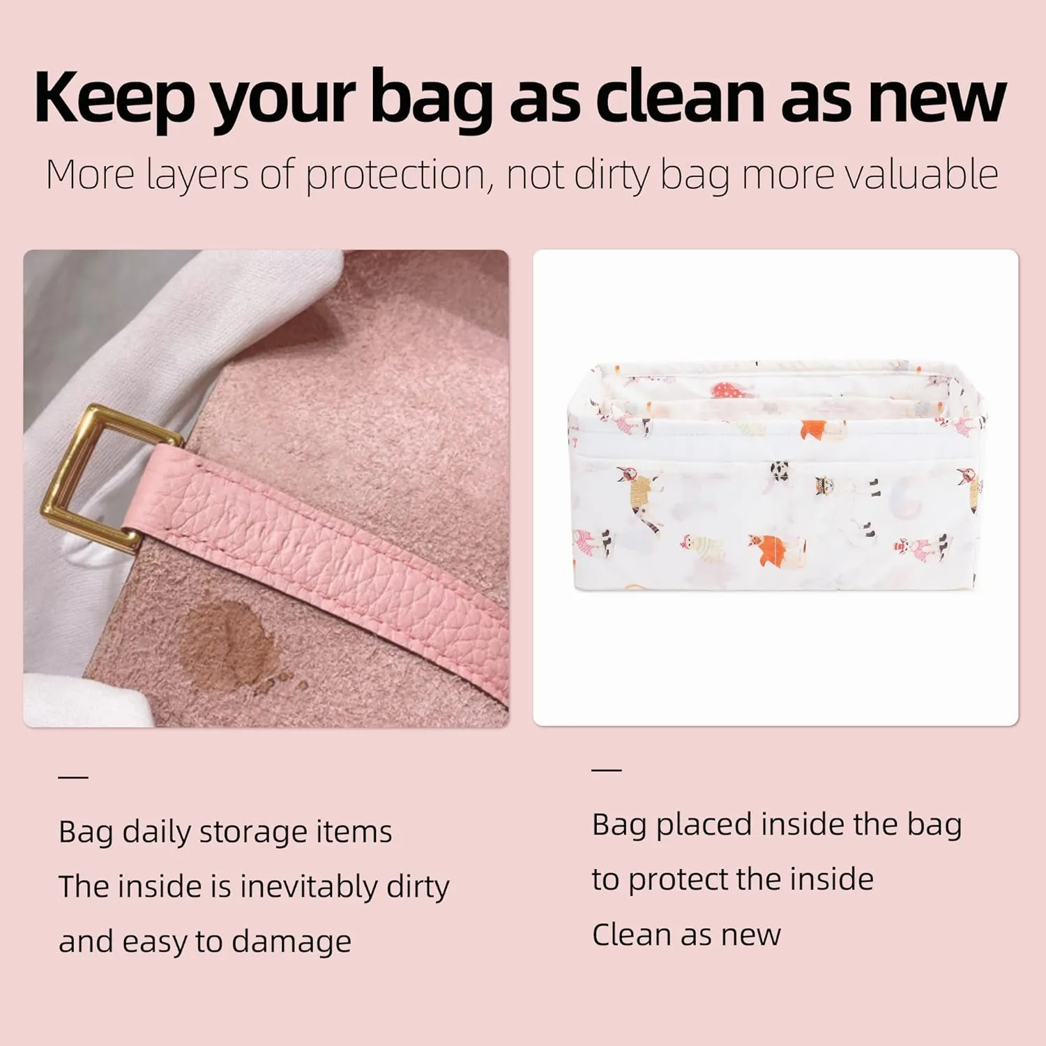 Purse Organizer Insert for Lindy 19/26/30/34 bags, Lightweight Bag Shaper for Women Luxury Handbag Tote, Soft Inner Bag Organizer(LD19, Cat Paradise)