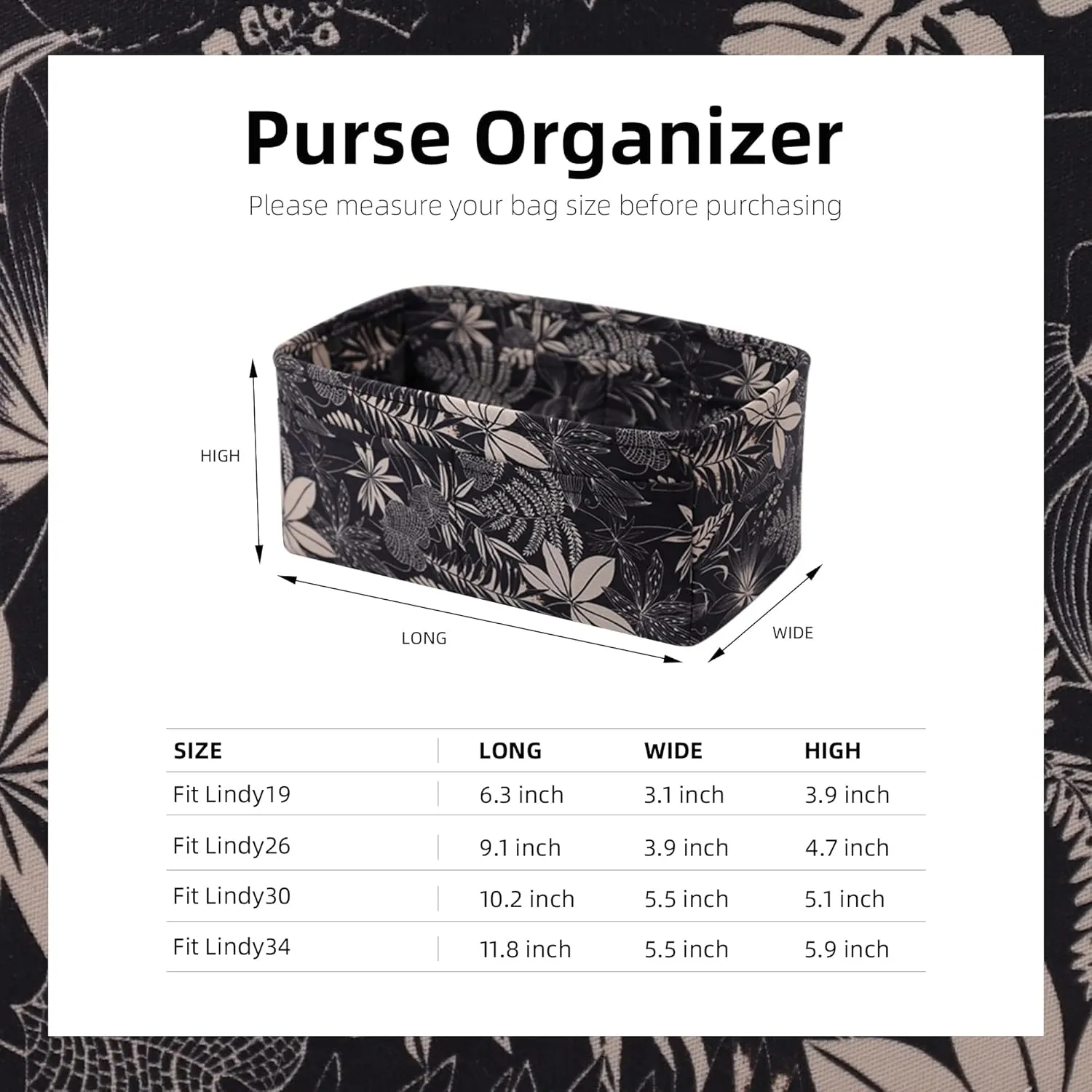 Purse Organizer Insert for Lindy 19/26/30/34 bags, Lightweight Bag Shaper for Women Luxury Handbag Tote, Soft Inner Bag Organizer(LD19, Dark Fragrance)