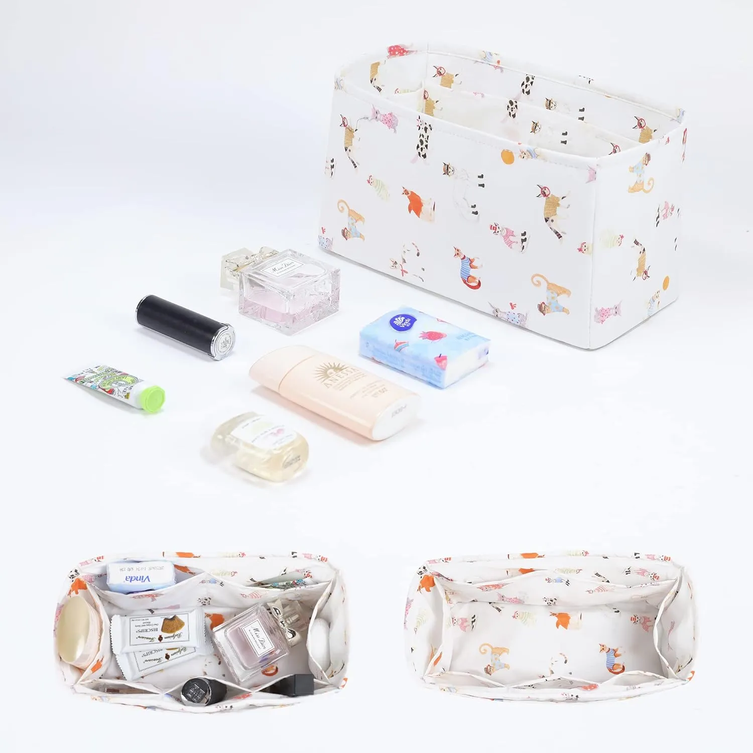Purse Organizer Insert for Lindy 19/26/30/34 bags, Lightweight Bag Shaper for Women Luxury Handbag Tote, Soft Inner Bag Organizer(LD26, Cat Paradise)