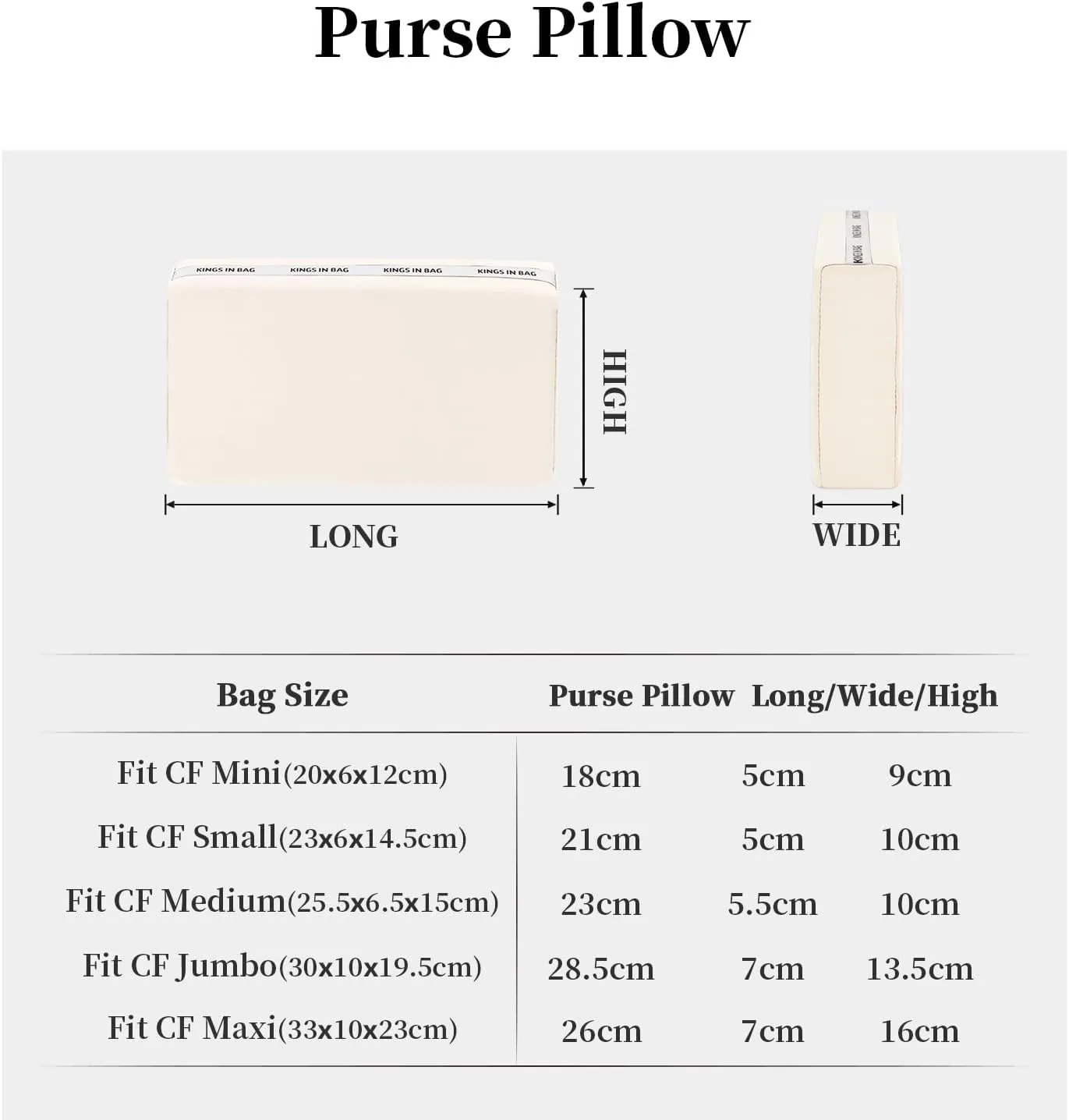 Purse Shaper Pillow Insert for Chanel Flap Bags, Luxury Bag Shaper with Lightweight Satin, Fits Chanel Classic Flap Medium 25, Satin Surface with Memory Foam Inner (Craie, CF Medium)