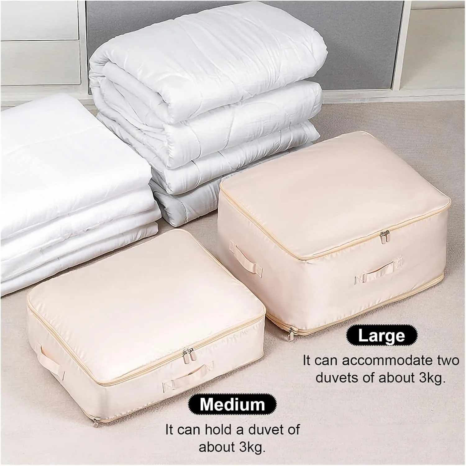 Quilt Clothes Compression Fitting Bag Storage Bag Large Capacity Quilt Packing Moving Packing Bag Dustproof Multifunctional(Blue,M)