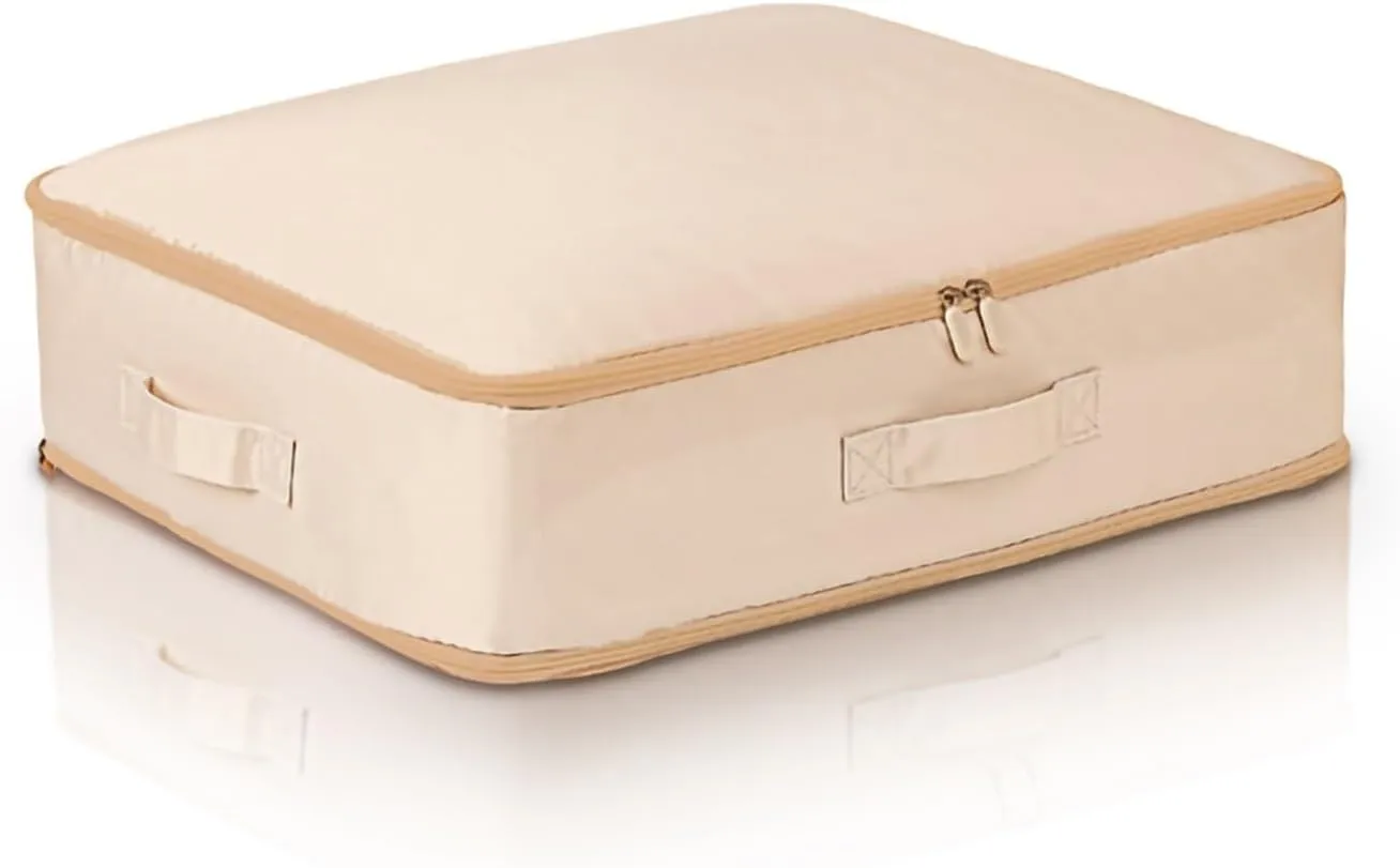Quilt Clothes Compression Fitting Bag Storage Bag Large Capacity Quilt Packing Moving Packing Bag Dustproof Multifunctional(Pink beige,M)