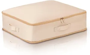 Quilt Clothes Compression Fitting Bag Storage Bag Large Capacity Quilt Packing Moving Packing Bag Dustproof Multifunctional(Pink beige,M)