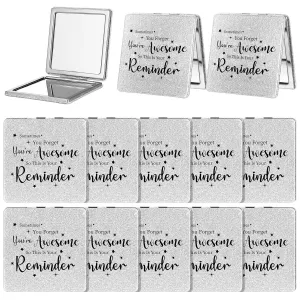 Qunclay 12 Pcs Employee Appreciation Gifts, Compact Mirror for Women Inspirational Makeup Mirror Favors for Volunteer Nurse