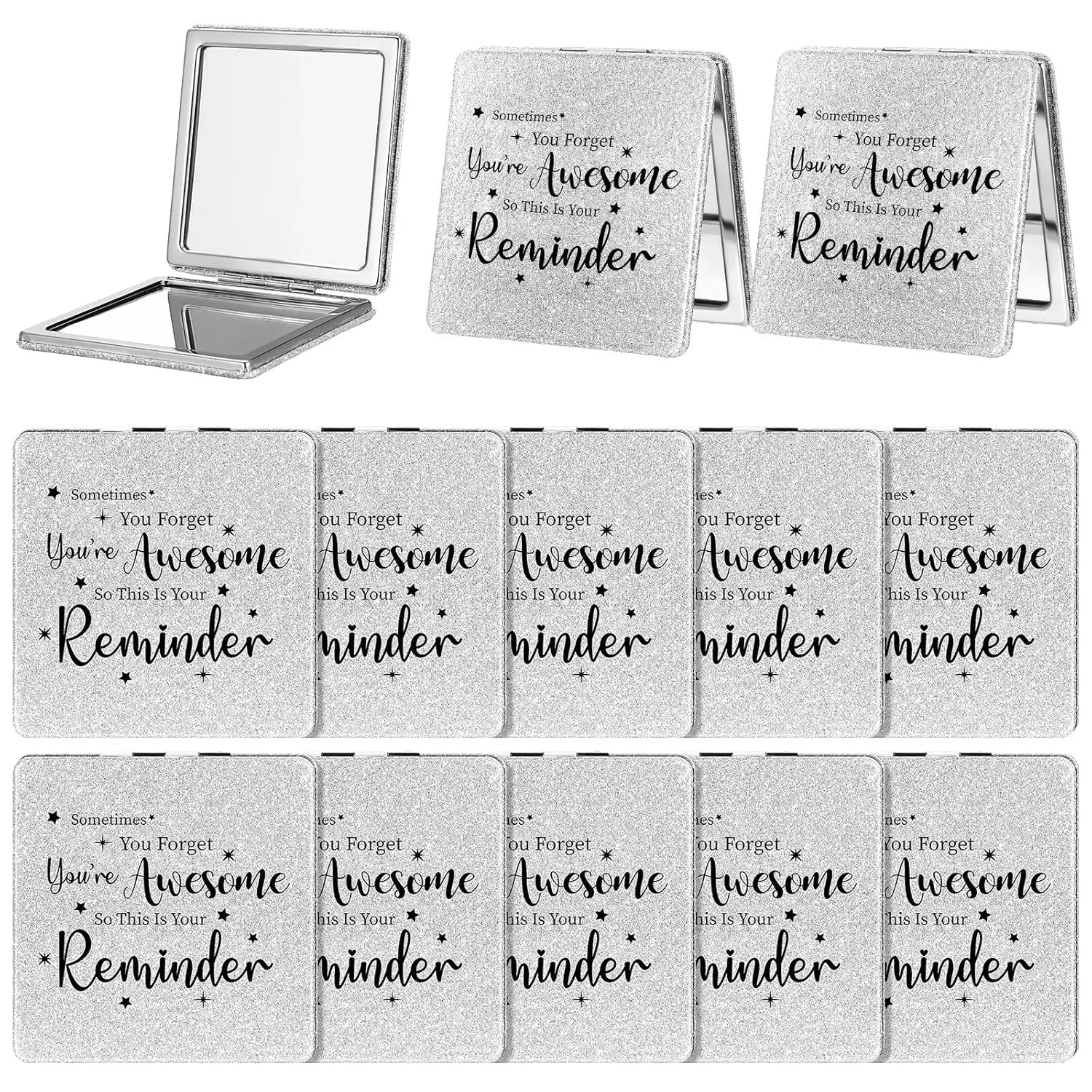 Qunclay 12 Pcs Employee Appreciation Gifts, Compact Mirror for Women Inspirational Makeup Mirror Favors for Volunteer Nurse