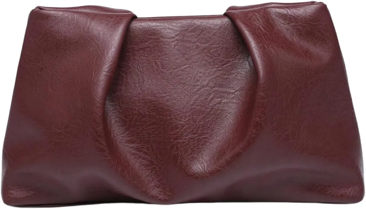 QWINEE Women's Woven Evening Bag Elegant Clutch Purse Square Faux PU Leather No Strap Handbag Magnet Retro Vintage Clutch Bag