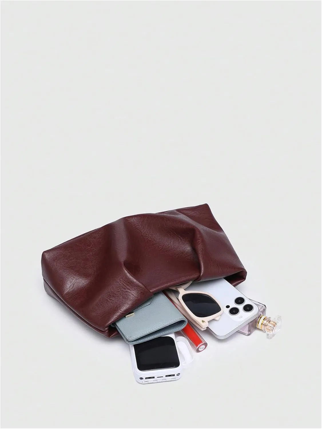 QWINEE Women's Woven Evening Bag Elegant Clutch Purse Square Faux PU Leather No Strap Handbag Magnet Retro Vintage Clutch Bag