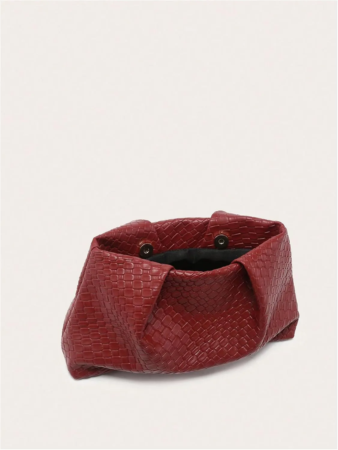 QWINEE Women's Woven Evening Bag Elegant Clutch Purse Square Faux PU Leather No Strap Handbag Magnet Retro Vintage Clutch Bag