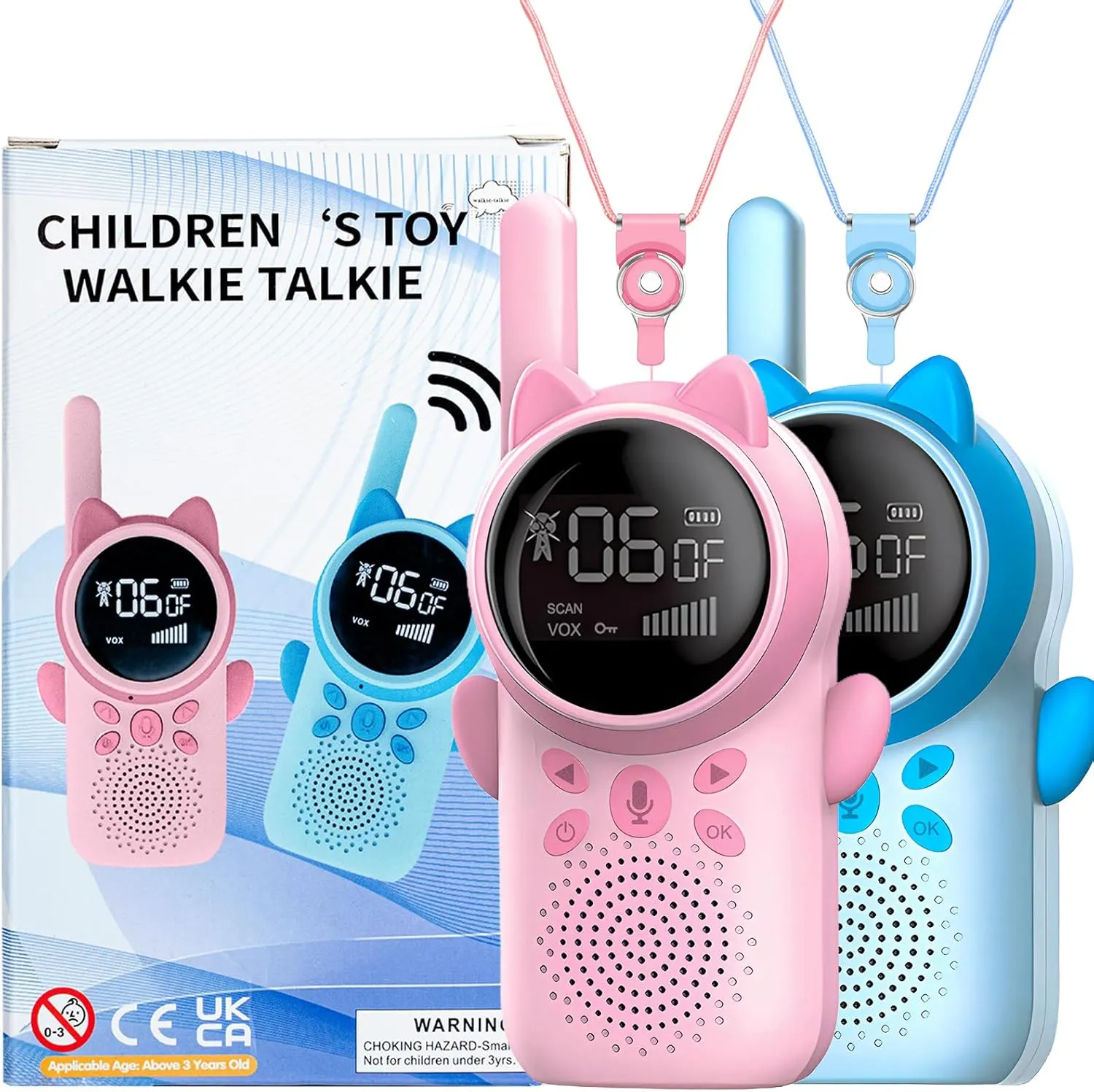 Rechargeable Walkie Talkies for Kids, 2 Pack Walkie Talkies Long Range 22 Channels 2 Way Radio with Backlit LCD Flashlight, Toys for 3-12 Year Old Boys Girls to Family Games, Outdoor Hiking, Camping