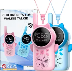Rechargeable Walkie Talkies for Kids, 2 Pack Walkie Talkies Long Range 22 Channels 2 Way Radio with Backlit LCD Flashlight, Toys for 3-12 Year Old Boys Girls to Family Games, Outdoor Hiking, Camping