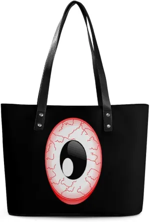 Red Eyeball Women's Tote Bag Leather Purse Shoulder Handbag Portable Shopping Bag for Travel Office
