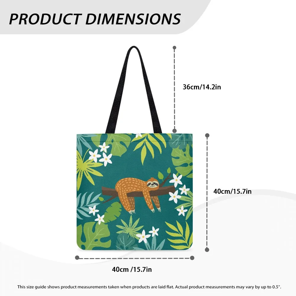 Relaxing Sloth Tropical Jungle CLoth Tote Bag
