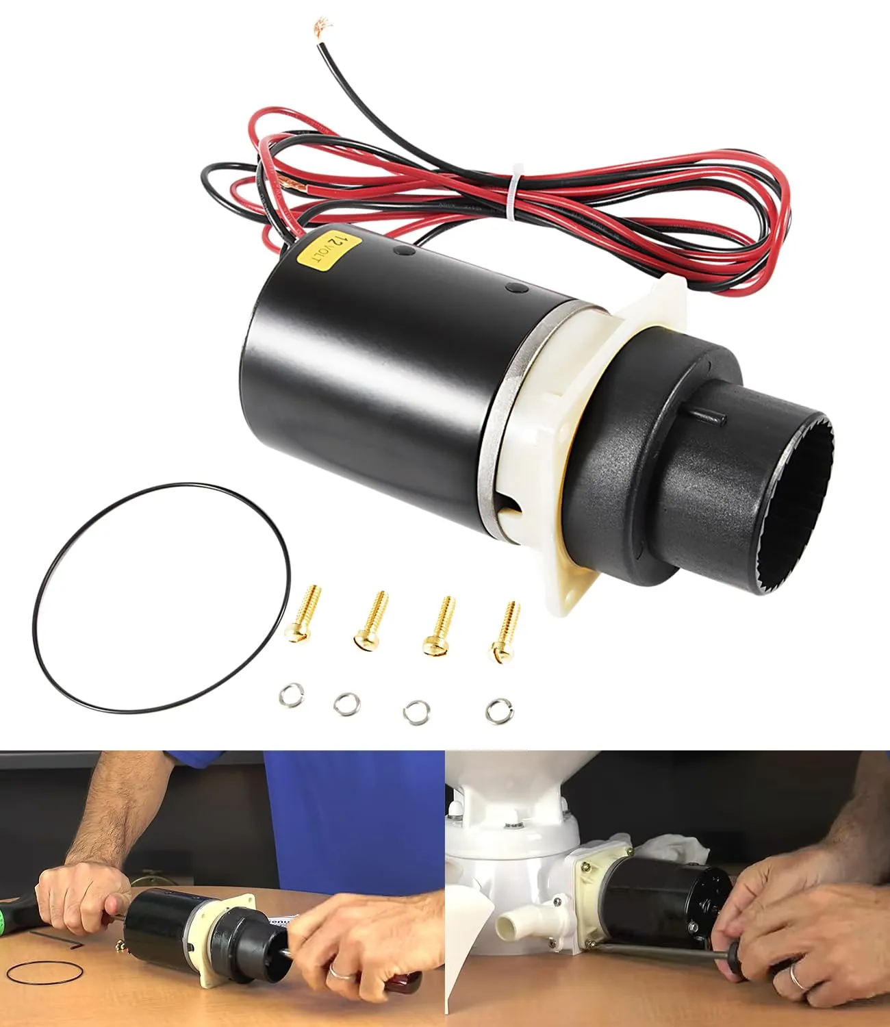 Replace for Jabsco 37072-0092 Marine Designer Series and Quiet Flush Marine Toilet Pump Assembly Kit, Compatible with Jabsco Quiet Flush Toilets series 37045, 37245, 37055, 37255, 37075, 37275 12-Volt
