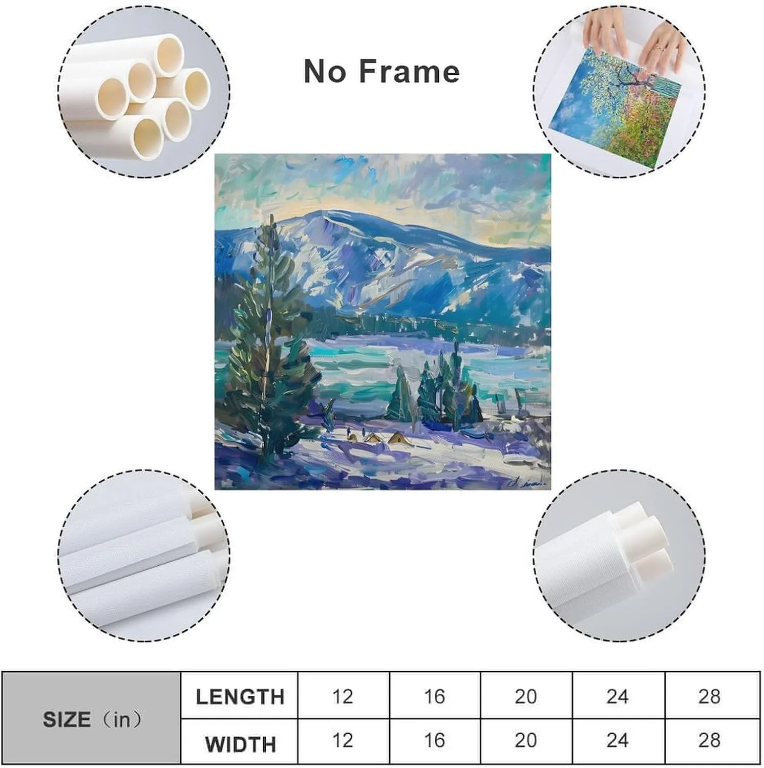 Retro Oil Painting Style Canvas Wall Art Lakeside Camping Illustration Poster Print Wall Art Poster Scroll Canvas Painting Picture Living Room Decor Home Framed/Unframed 12x12inch(30x30cm)