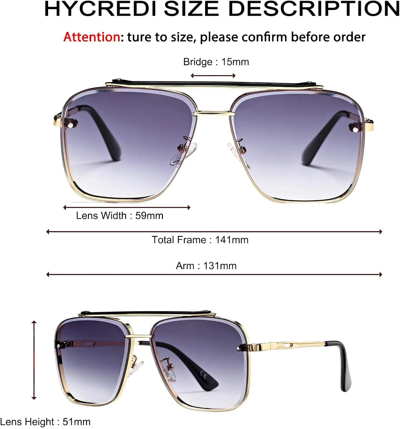 Retro Square Aviator Gradient Sunglasses Fashion Trendy Costume Eyewear Tony Stark Sun Glasses for Men Women