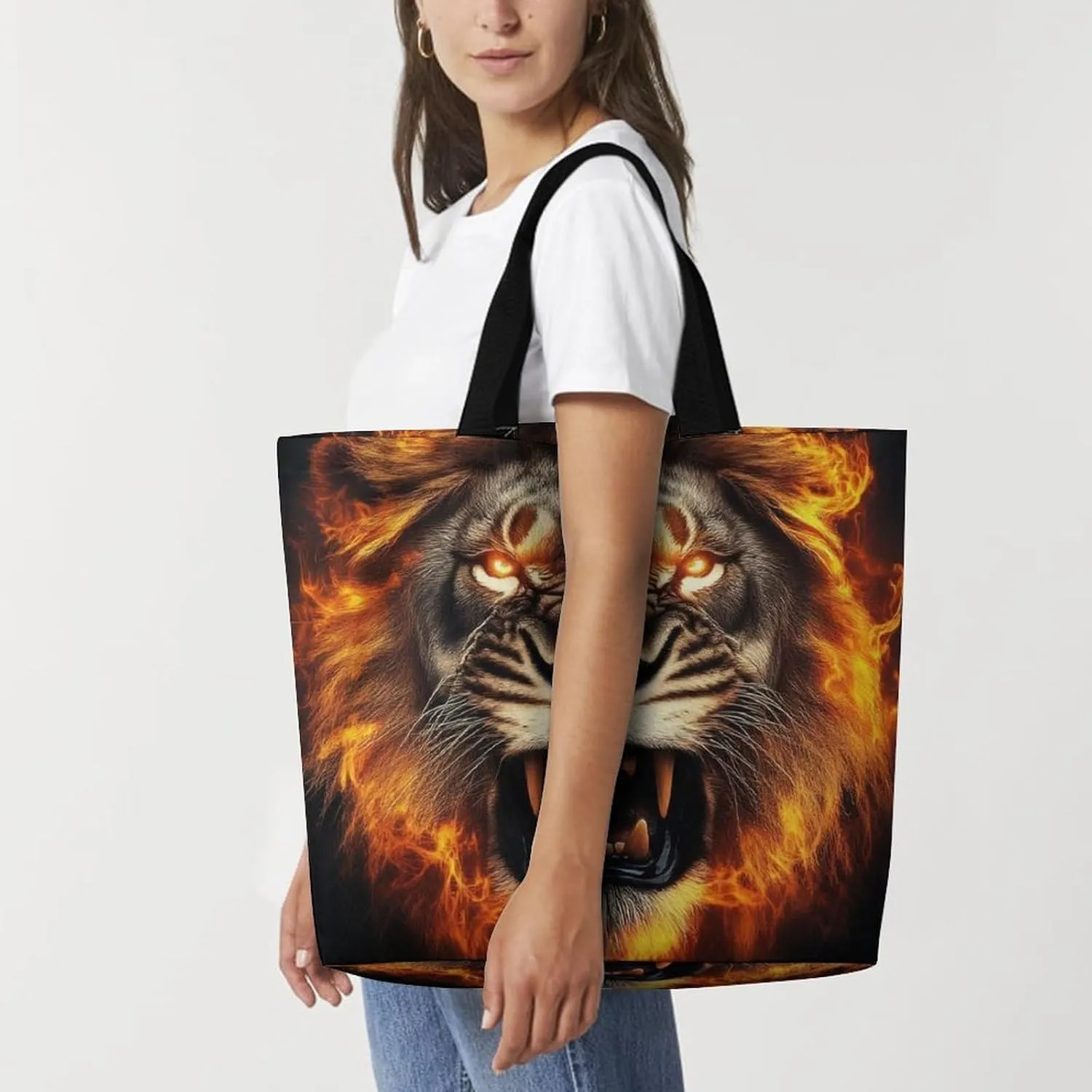 Reusable Grocery Bag for Women, Portable Large Shopping Storage Bag Casual Shoulder Handbags