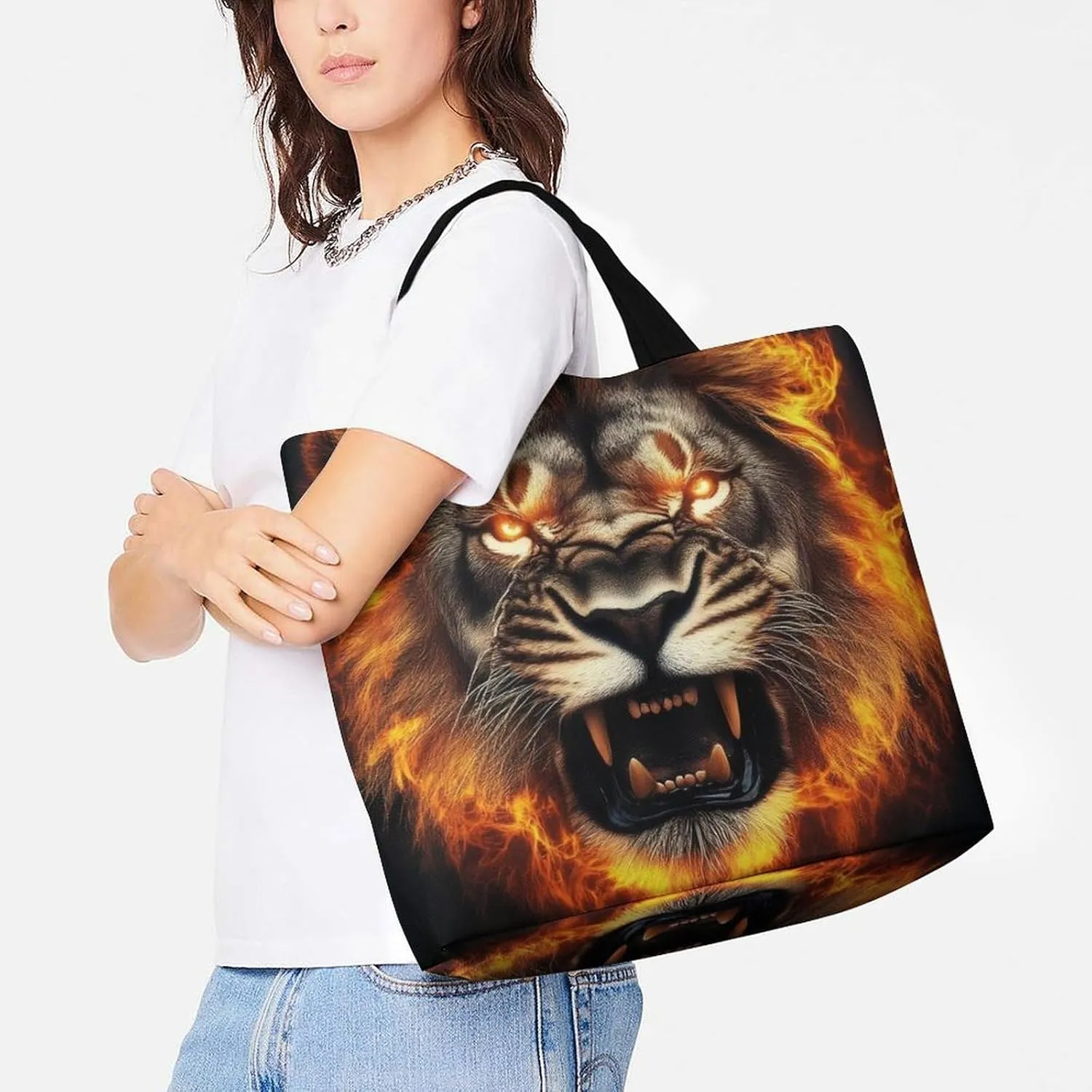 Reusable Grocery Bag for Women, Portable Large Shopping Storage Bag Casual Shoulder Handbags