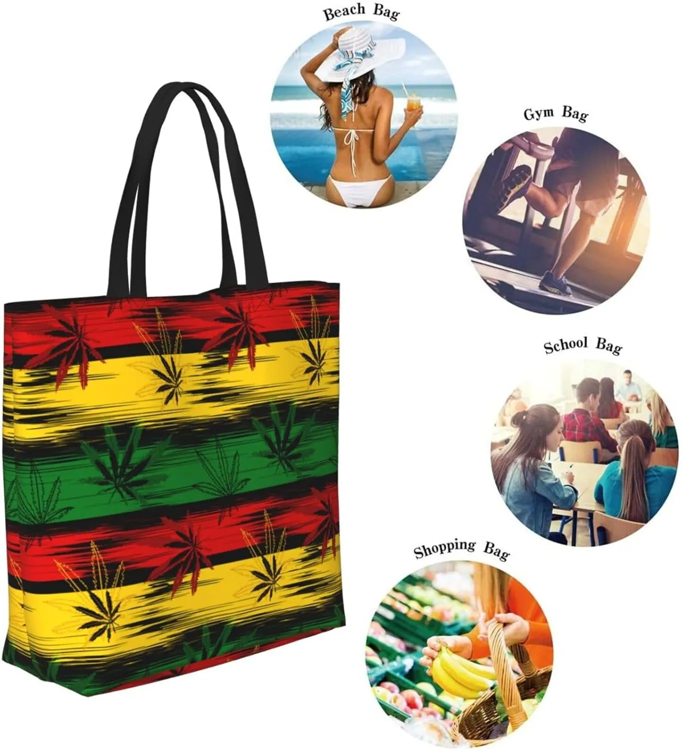 Reusable Grocery bags Big Capacity Shopping Bag Canvas Shoulder Tote Handbag for Women Girls