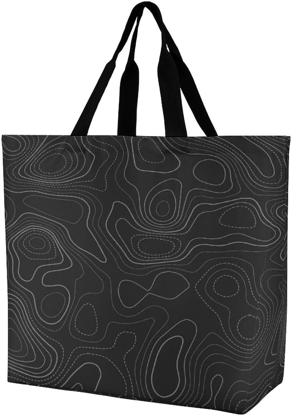 Reusable Grocery Bags, Reusable Shopping Bags Foldable with Handles Grocery Tote Bag Heavy Duty for Groceries Terrain Topography Printed, 40x40x16cm